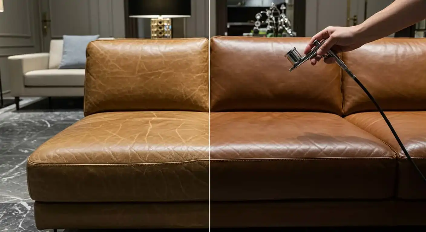 Leather sofa in Delhi home during monsoon humidity conditions