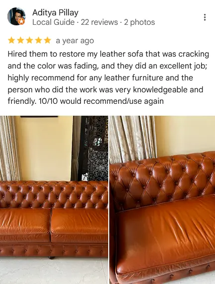 R. Khanna review of cat-scratch repair on B&B Italia modular sofa, Gurgaon penthouse